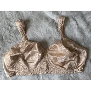Playtex 4745 White 18 Hour Comfort Strap Wireless Bra 44DD Jacquard Floral